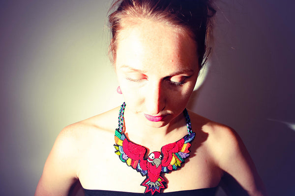 The Dream of a Red Macaw parrot necklace