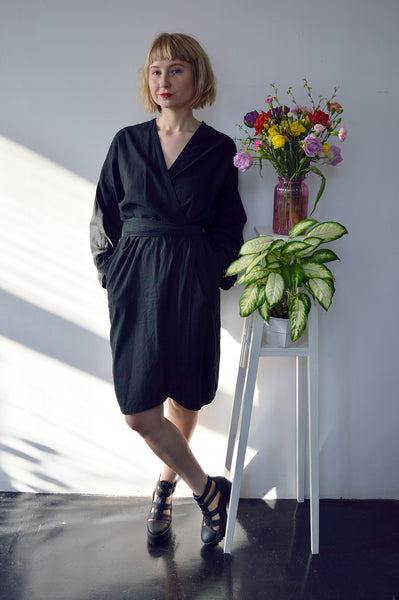 Fresh and New Spring Summer 2018 Black Linen Transformer Kimono - from dress to a summer coat