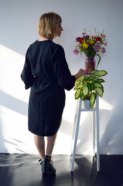 Fresh and New Spring Summer 2018 Black Linen Transformer Kimono - from dress to a summer coat