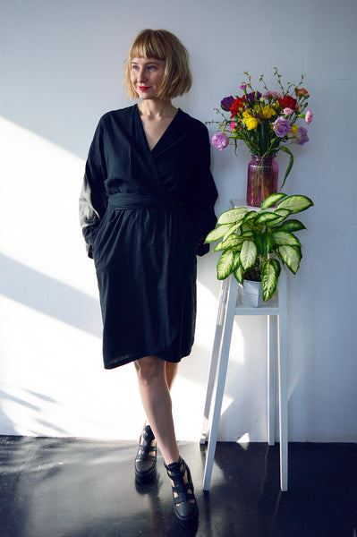 Fresh and New Spring Summer 2018 Black Linen Transformer Kimono - from dress to a summer coat