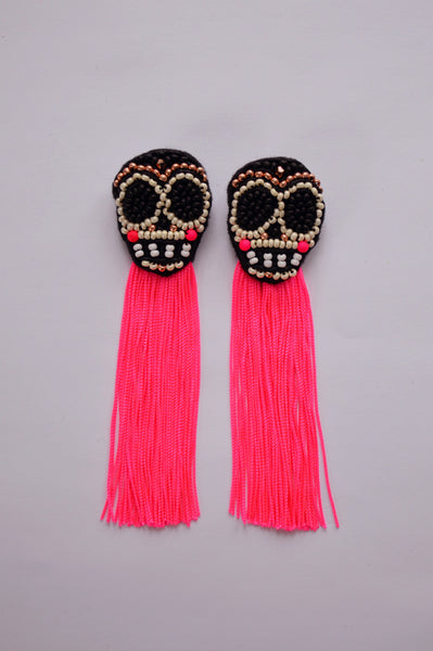 Sugar scull earrings with fringe