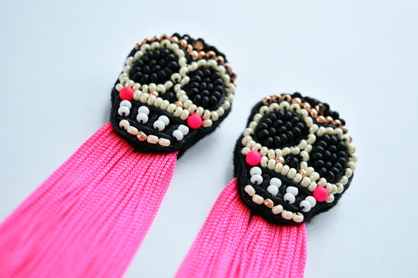 Sugar scull earrings with fringe