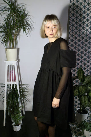 Oversized Black Linen Dress for every occasion of your life. Black Mini Dress for Every Season.